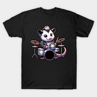 Punk Rock Opossum Drummer T-Shirt